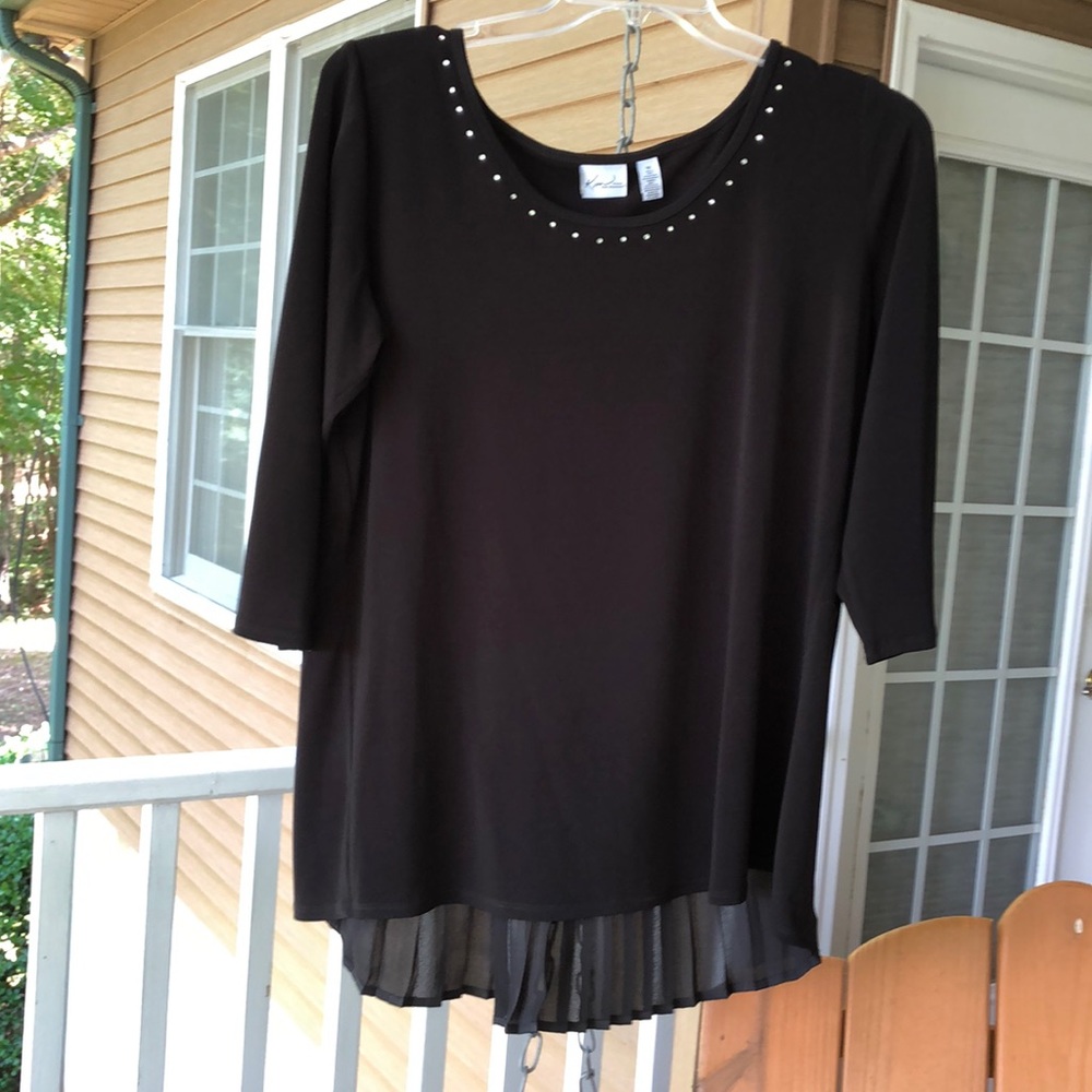 Kim Rogers 1 X elegant black 3/4 sleeve blouse